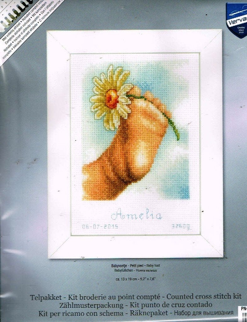 Cado vervaco borduurpakket geboorte BABYVOETJE  AMELIA, Ophalen of Verzenden, Nieuw, Borduurpakket