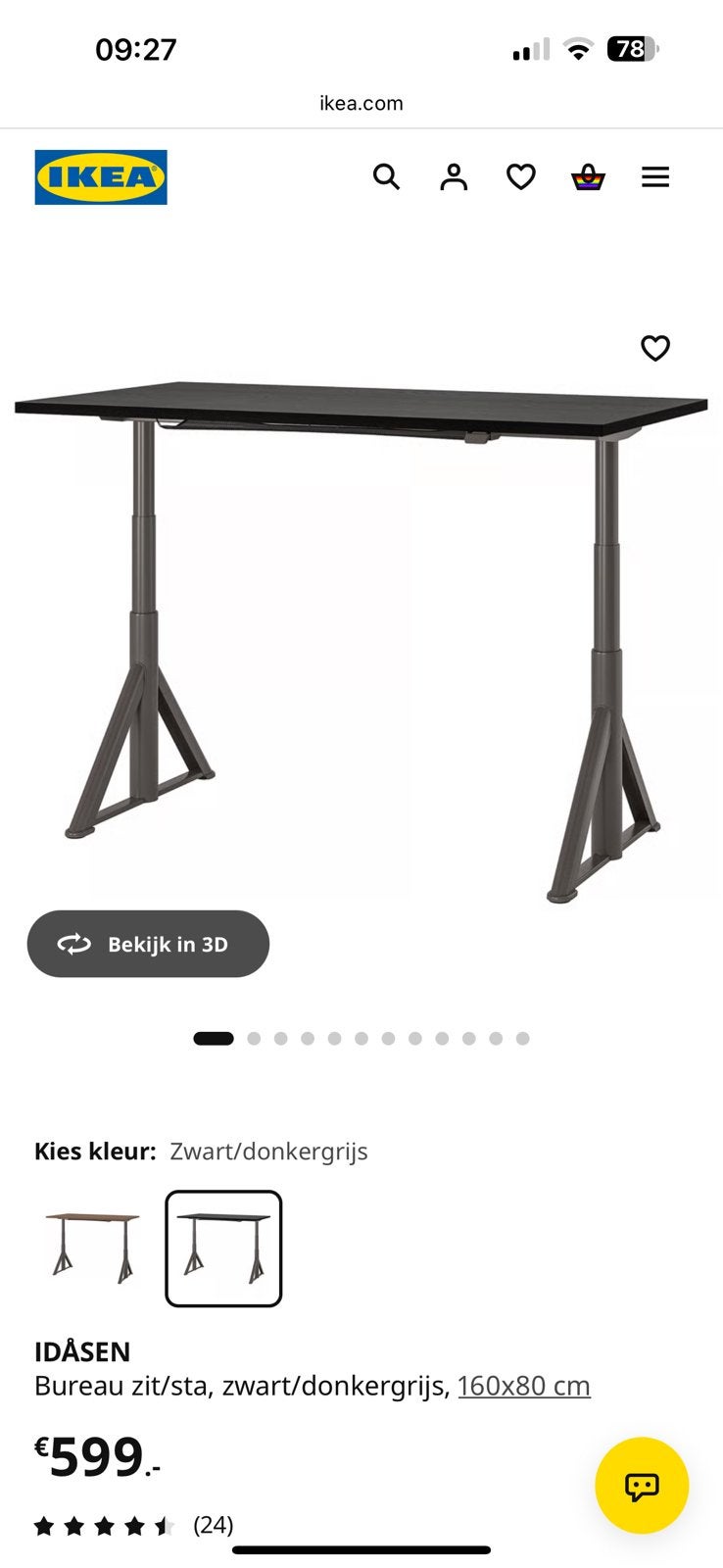 IKEA IDASEN bureau zit/sta electrisch nieuw in doos, Huis en Inrichting, Bureaus, Ophalen, Elektrisch, IKEA, Zit-sta bureau