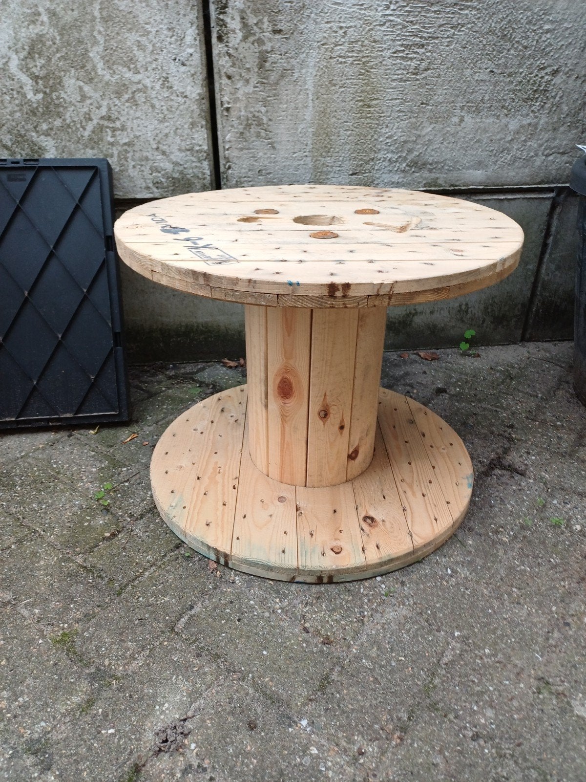 Houten kabelhaspel, Ophalen, Gebruikt, Rond, Hout