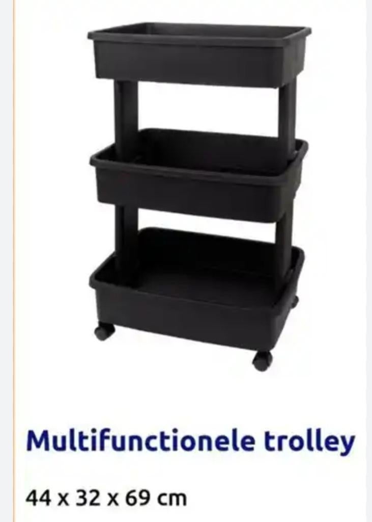 Multifunctionele trolley - Zwart (Action), Huis en Inrichting, Ophalen, Zo goed als nieuw