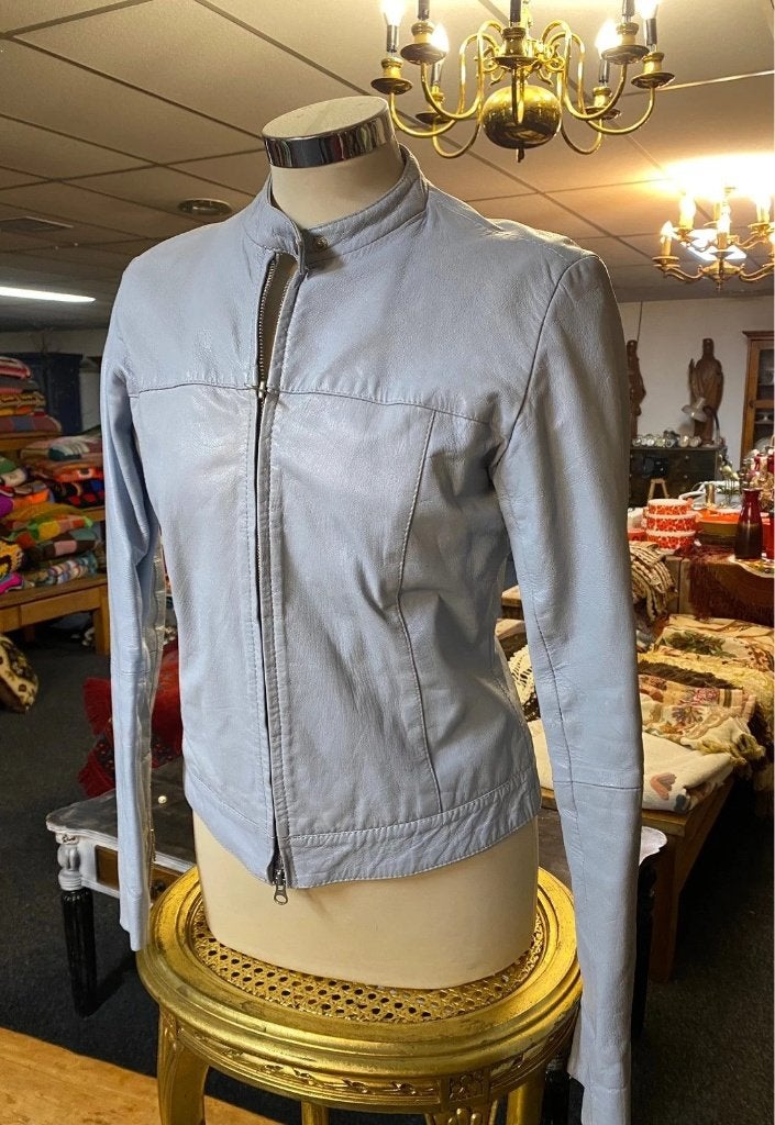 Mooi lederen dames jas in lichtblauw mt M, Blauw, Vero Moda, Maat 42/44 (L), Djt@dejuistetoon.eu