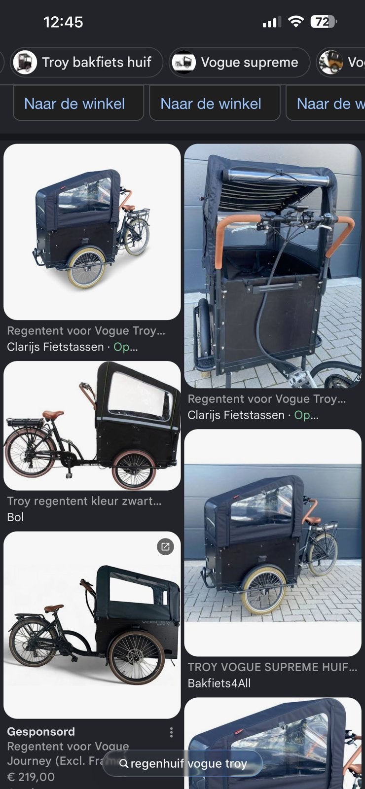 gezocht regentent bakfiets vogue troy, Ophalen, Zo goed als nieuw, 4 kinderen of meer