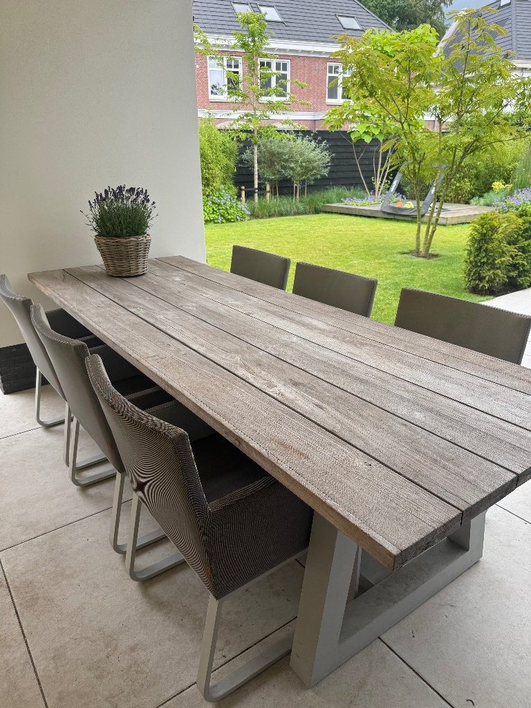 Prachtige tuinset (tafel - stoelen- bankje) SUNS, Tuin en Terras, Tuinsets en Loungesets, Ophalen, Gebruikt, Bank, 6 zitplaatsen