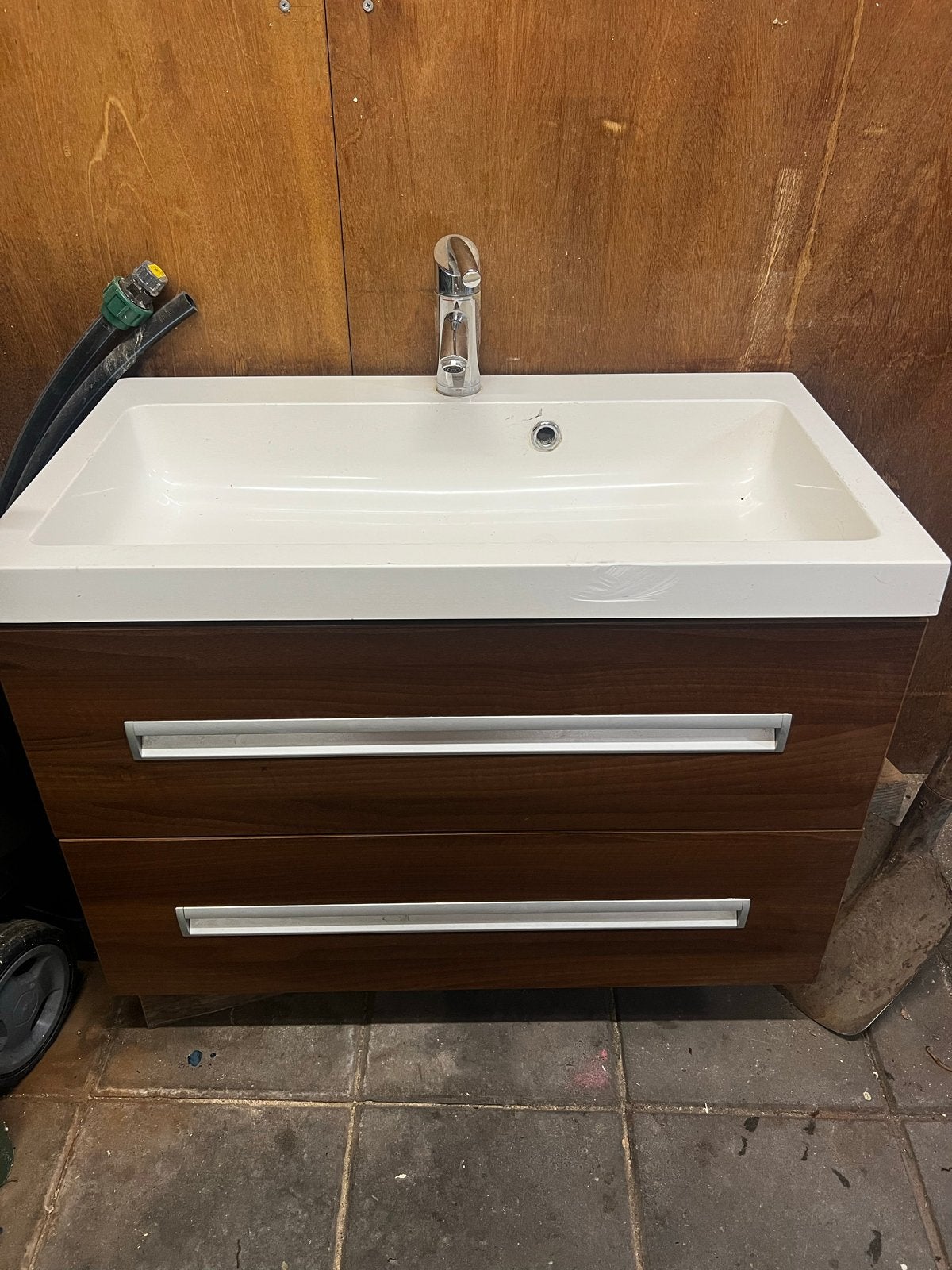 Mooi bruin wasmeubel met 2 lades, Huis en Inrichting, Badkamer | Badkamermeubels, Ophalen, Gebruikt, 50 tot 100 cm, Minder dan 100 cm