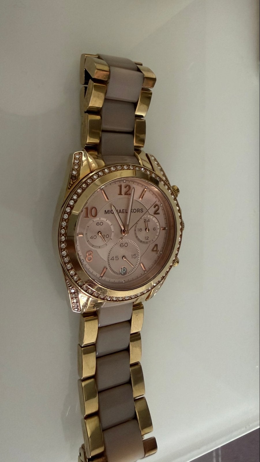 Michael Kors Dameshorloge Goudkleurig met Strass, Staal, Polshorloge, Zo goed als nieuw, Met strass
