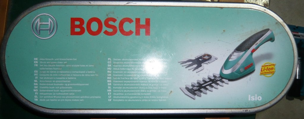 BOSCH Accu gras/-struikschaar ISIO lithion ionaccu en lader, Tuin en Terras, Ophalen of Verzenden, Gebruikt, Accu, Bosch