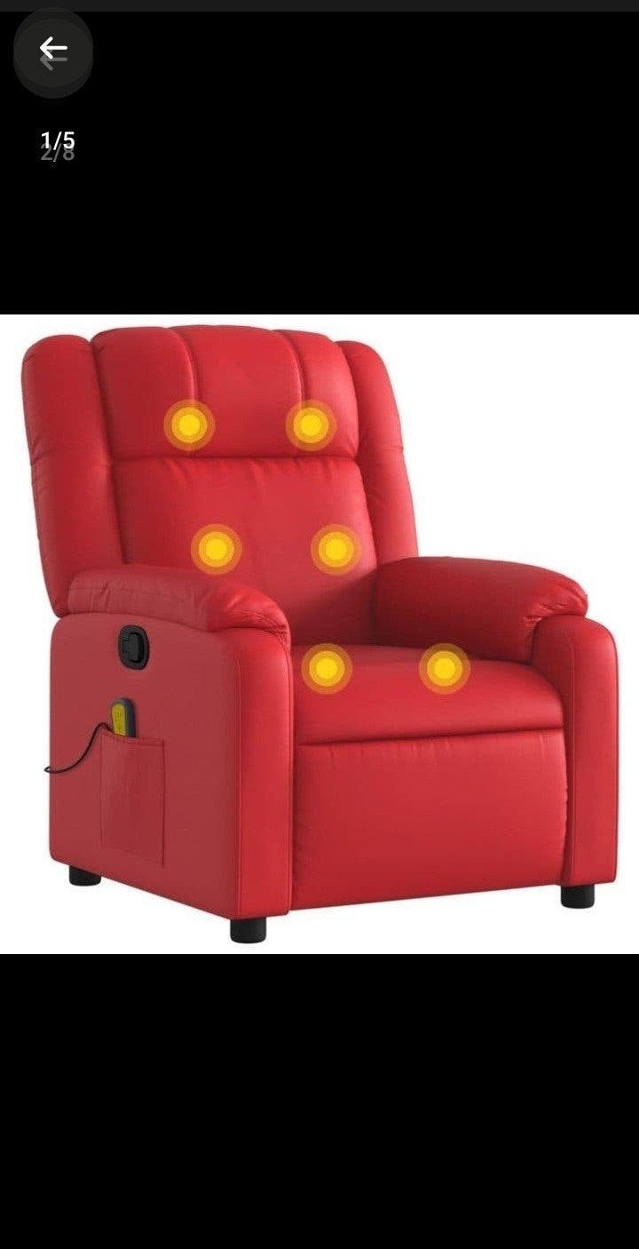 VidaXL Massagestoel verstelbaar kunstleer rood, Modern, Comfortabel, Kunststof, Nieuw, Ophalen of Verzenden