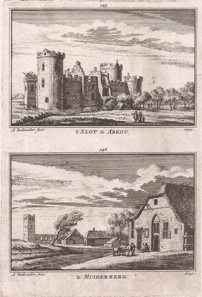 't Slot te Abcoude en te Muiderberg Kopergravures Rademaker, Antiek en Kunst, Ophalen of Verzenden, 16 cm, Landschap, 10 cm