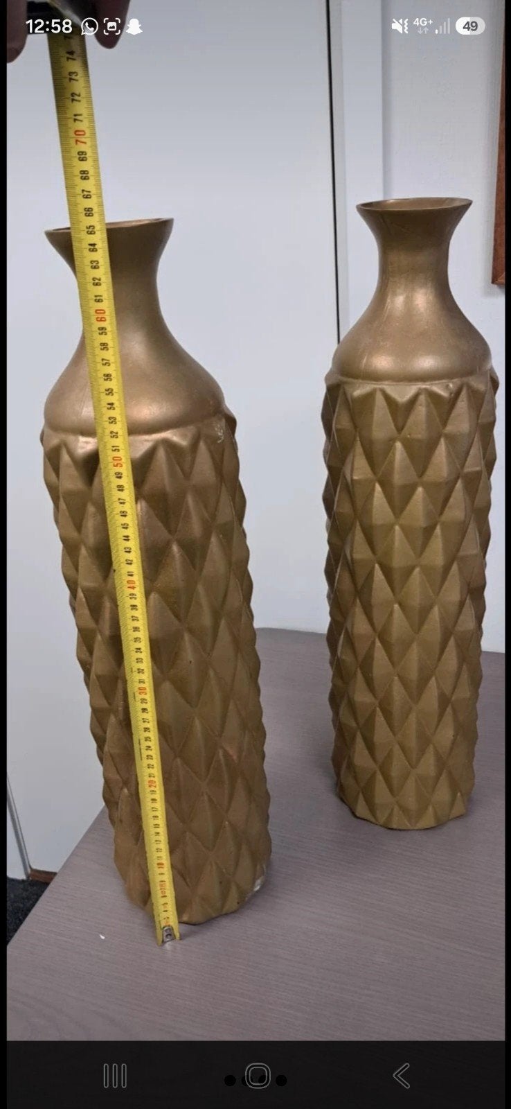 Set van 2 gouden vazen - 65 cm hoog, Antiek en Kunst, Ophalen of Verzenden
