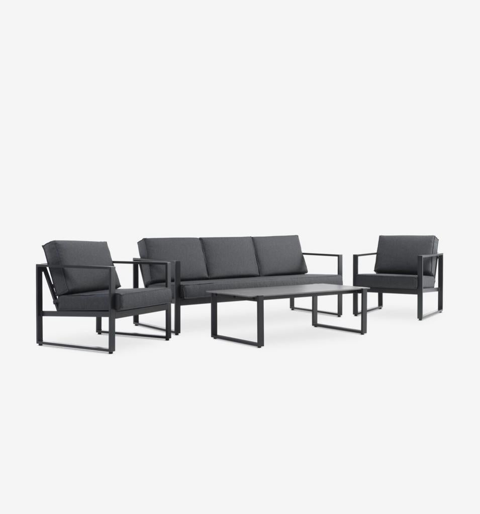 Loungeset VONGE 5-persoons zwart, Ophalen, 5 zitplaatsen, Aluminium, Zo goed als nieuw