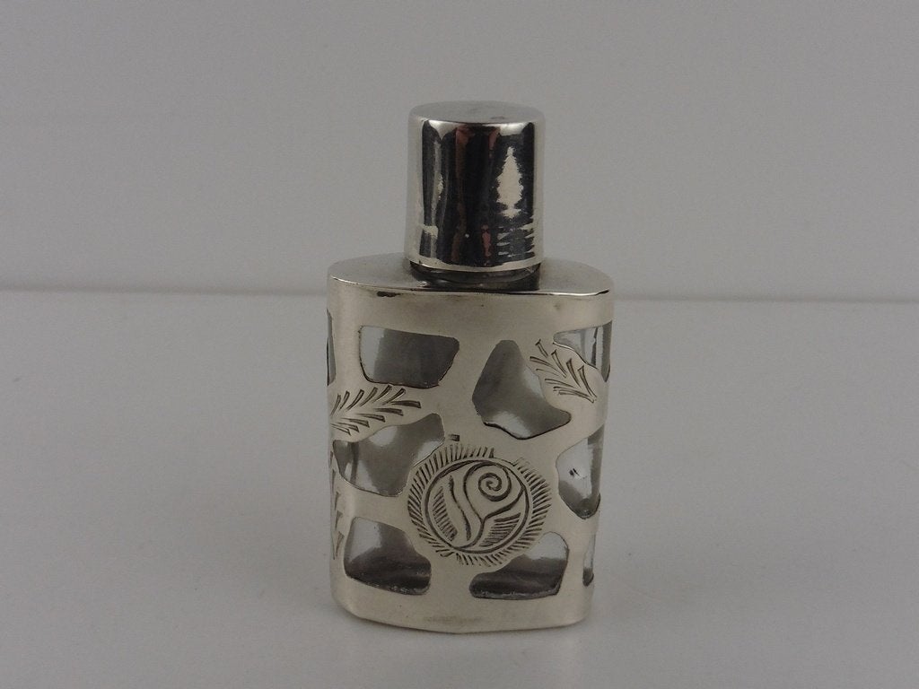 Parfumflesje in zilveren huls                           D122, Verzamelen, Gebruikt, ., Ophalen of Verzenden, .