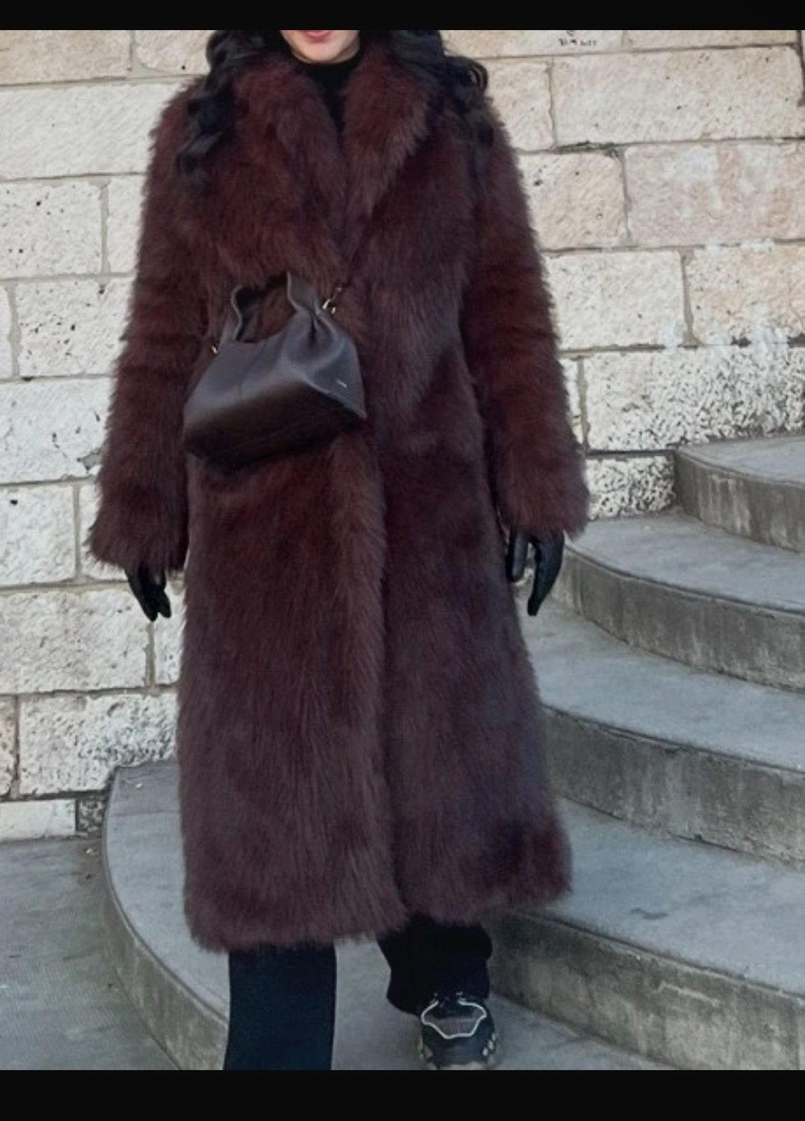 Lange bruine faux fur jas, Ophalen of Verzenden, Zo goed als nieuw, Maat 38/40 (M), Bruin