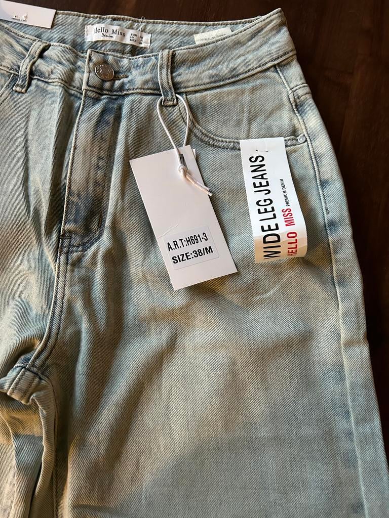 Nieuwe Wide Leg Destroyed Jeans Maat 38 - Hello Miss, Maat 38/40 (M), Blauw, Nieuw, Ophalen of Verzenden
