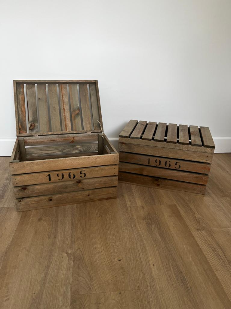 2x Sinaasappelkist/fruitkist hout - Decoratieve opberger, Huis en Inrichting, Woonaccessoires | Kisten, Ophalen, 50 tot 100 cm