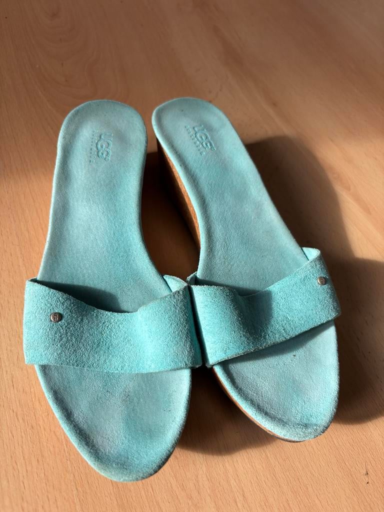 Ugg slippers met kurkzool - Maat 38, Ophalen of Verzenden, Zo goed als nieuw, Groen, Slippers