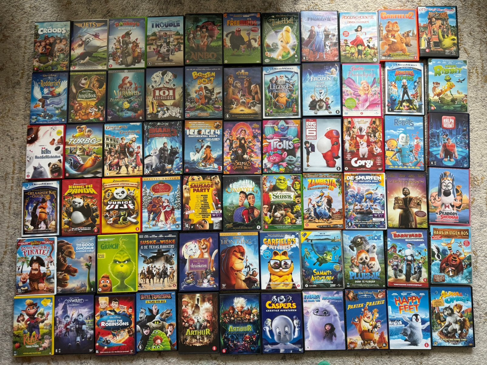 175 Disney Pixar DreamWorks kinder DVD’s – grote collectie, Ophalen, Gebruikt, Inclusief doosje, Alle leeftijden