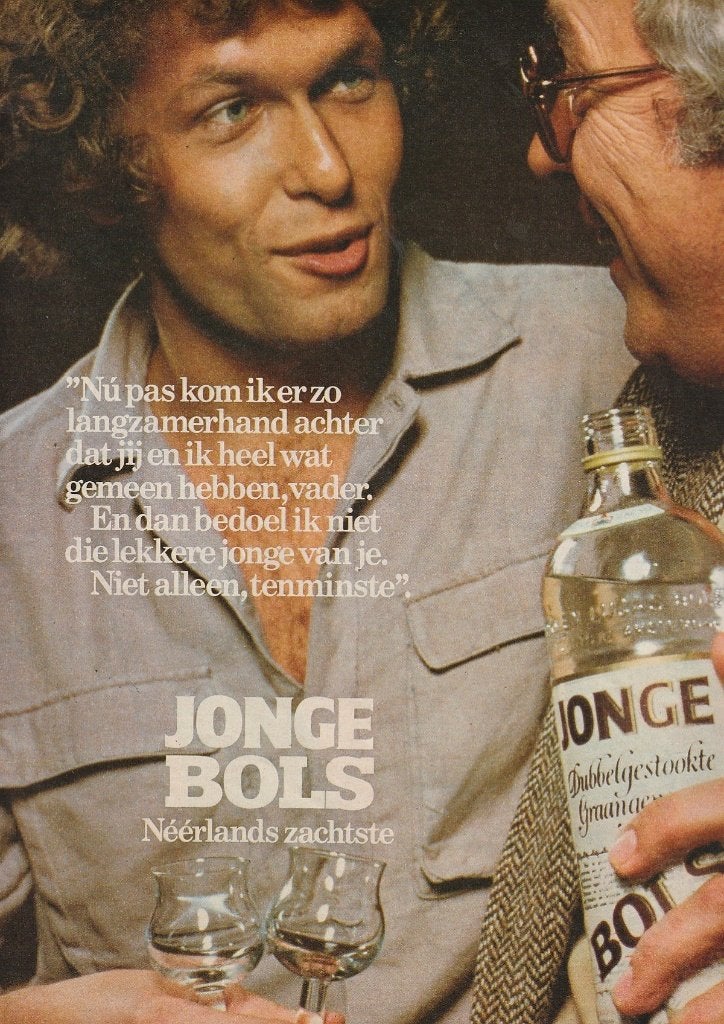 Retro reclame 1980 Jonge Bols genever vader en zoon, Verzenden, Overige typen