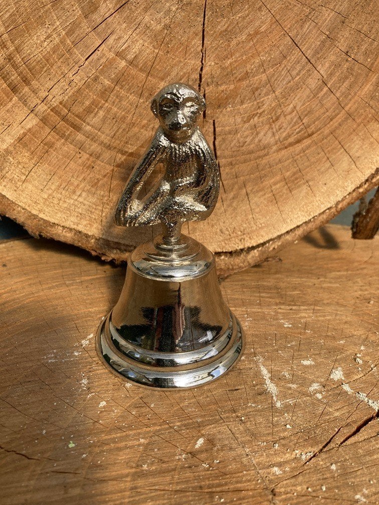 TAFELBEL ZILVER MET AAPJE NIEUW, Ophalen of Verzenden