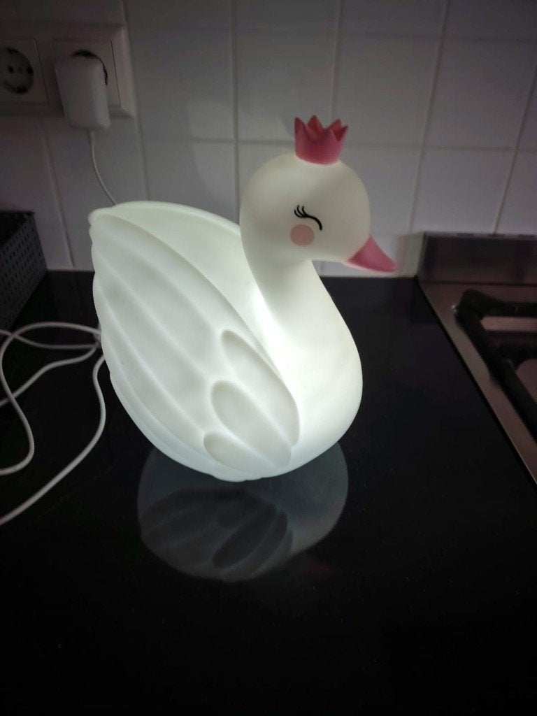 lamp van een zwaan met kroon te koop voor op het nachtkastje, Kunststof, Overige merken, Kinderlamp, 23 cm