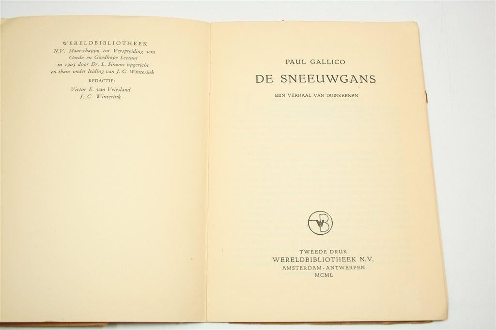 De Sneeuwgans — Gallico Duinkerken Wereldbibliotheek 1950, Ophalen of Verzenden, Gelezen