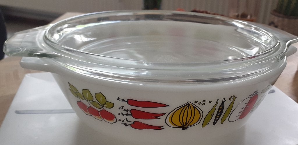 Pyrex Vintage 2 (oven) schalen en juskom Jaren '70, Ophalen, Gebruikt, Overige stijlen, Glas