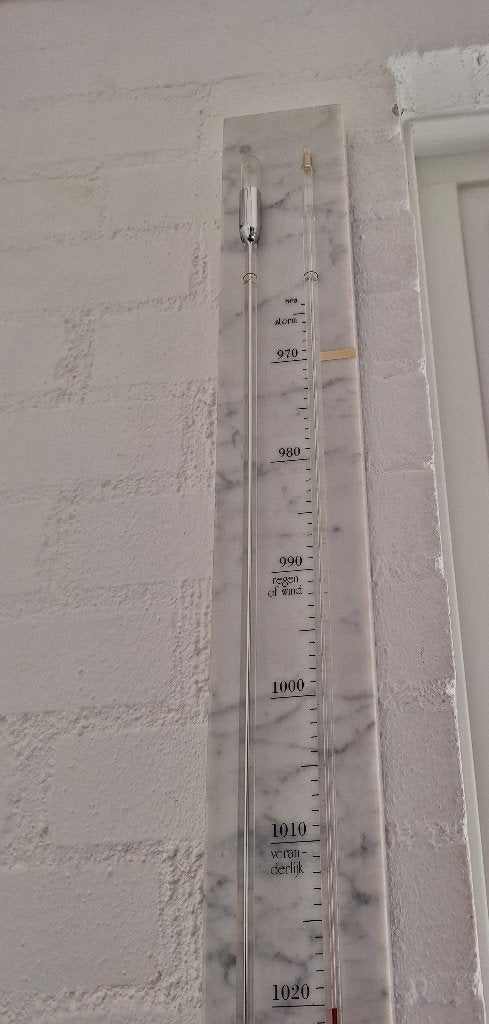Barometer -  kwik contrabarometer op grijsmarmeren plaat, Ophalen, Gebruikt, Barometer