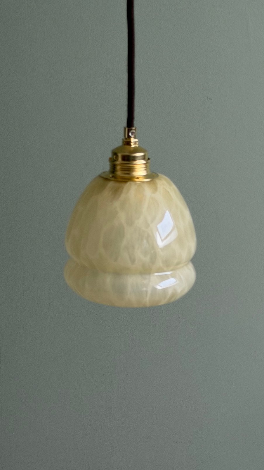 Vintage oude lamp hanglamp gewolkt glas, Ophalen of Verzenden, Gebruikt, Glas, E27 (groot)