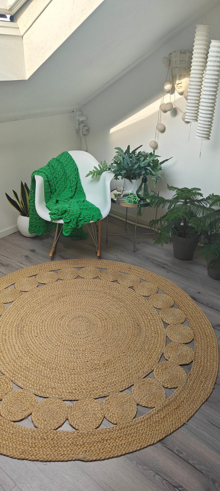 Rond sisal vloerkleed 150cm diameter, Ophalen, Gebruikt, Natuurlijk, Boho, Rond