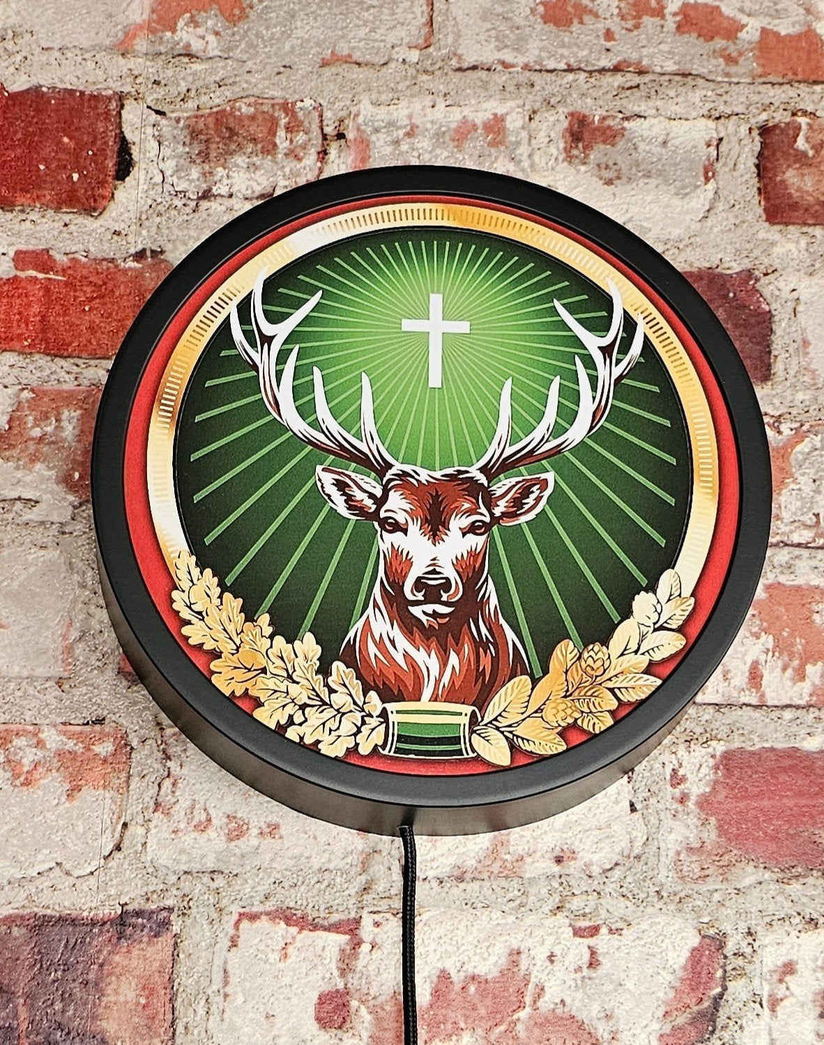 Jagermeister LED Reclamebord - 20 cm Doorsnede, Ophalen of Verzenden, Reclamebord