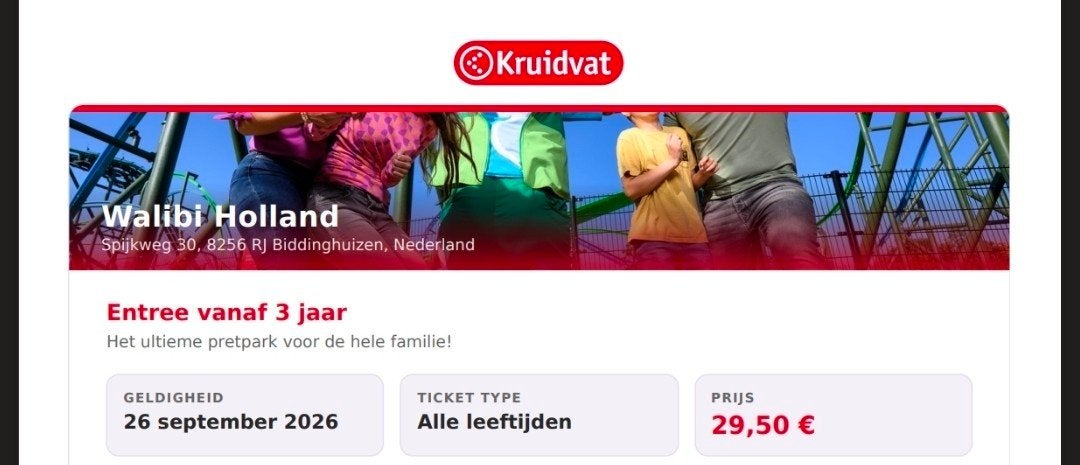 walibi Holland Ticket, Tickets en Kaartjes, Eén persoon, Ticket of Toegangskaart