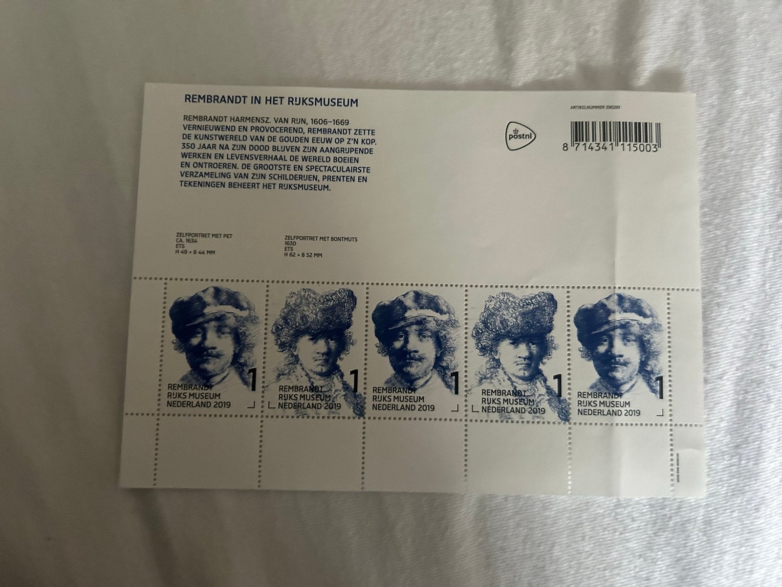 Rembrandt van Rijn Postzegels 2019 - Collectors Item, Postzegels en Munten, Ophalen of Verzenden, Na 1940, Postfris