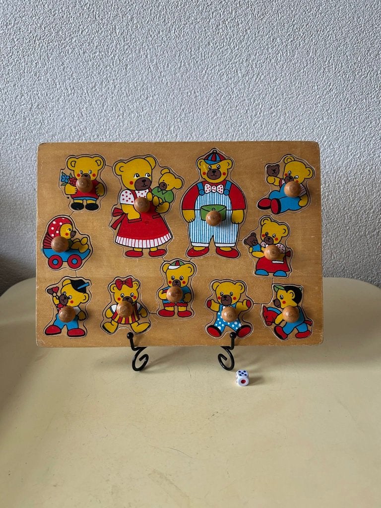 Houten Rolf Knoppenpuzzel Berenfamilie - Educatief, Gebruikt, Ophalen of Verzenden, Van hout, Minder dan 10 stukjes