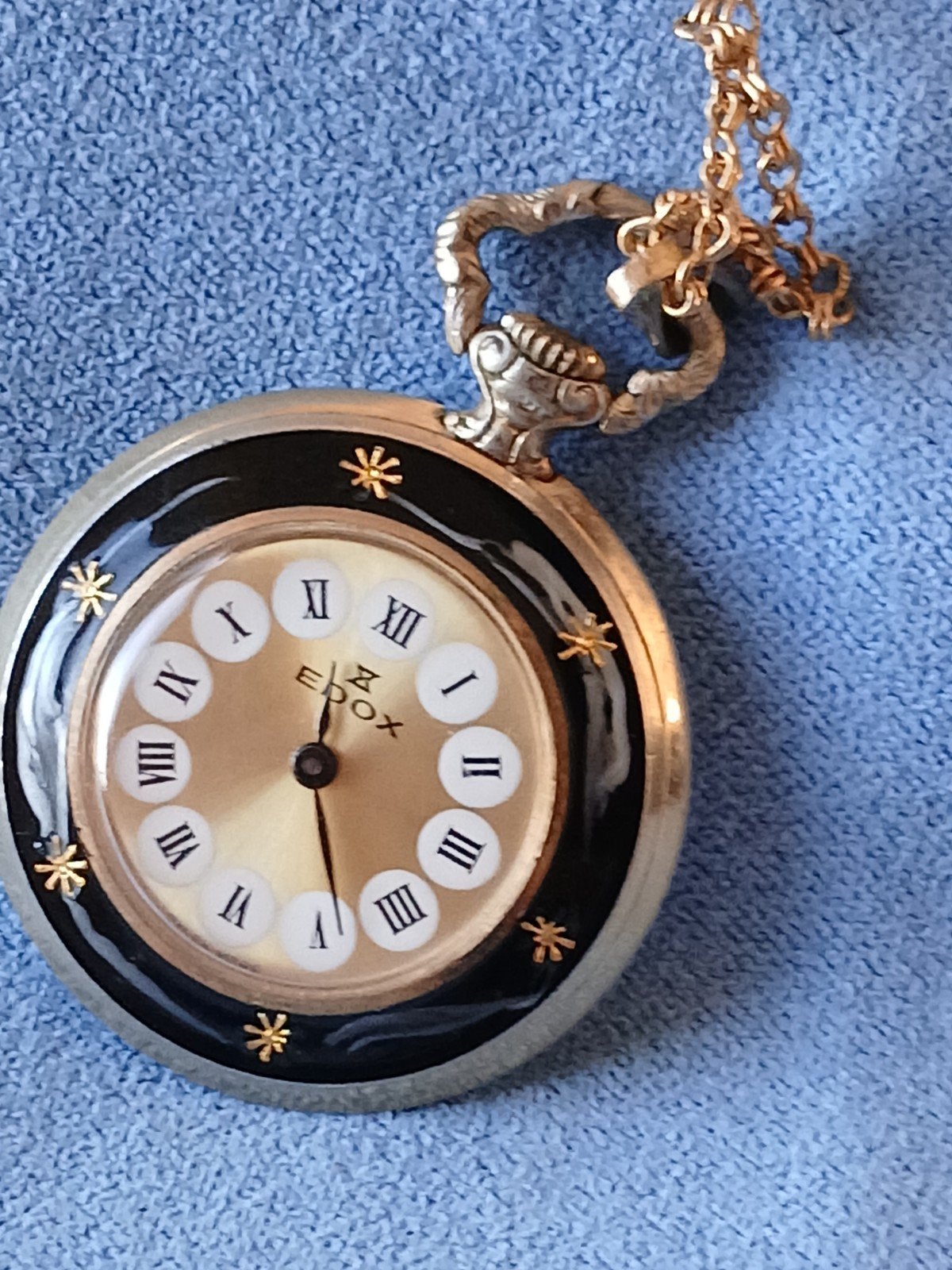 Vintage Edox Verguld Dames Halsketting Uurwerk, Overige merken, Zakhorloge, Gebruikt, Overige materialen