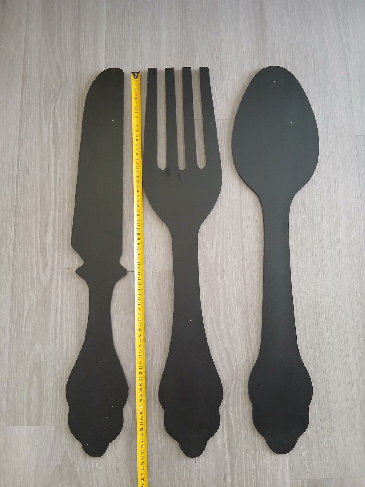 Grote decoratieve bestekset voor keuken of eetkamer, Ophalen, Hout, Zwart, Overige merken