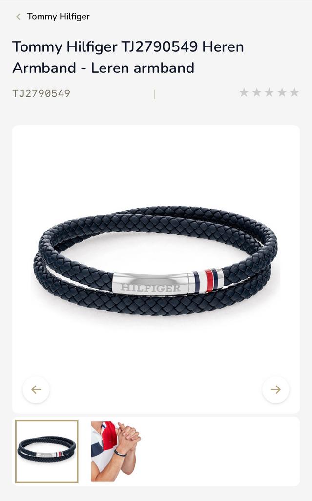 Hillfinger armband heren, Ophalen, Zo goed als nieuw, Blauw, Leer
