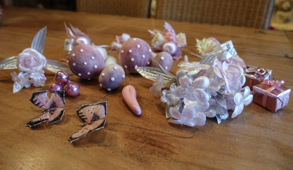 partij roze deco spulletjes voor krans, tafel of aan tak, Ophalen of Verzenden, Nieuw, Roze