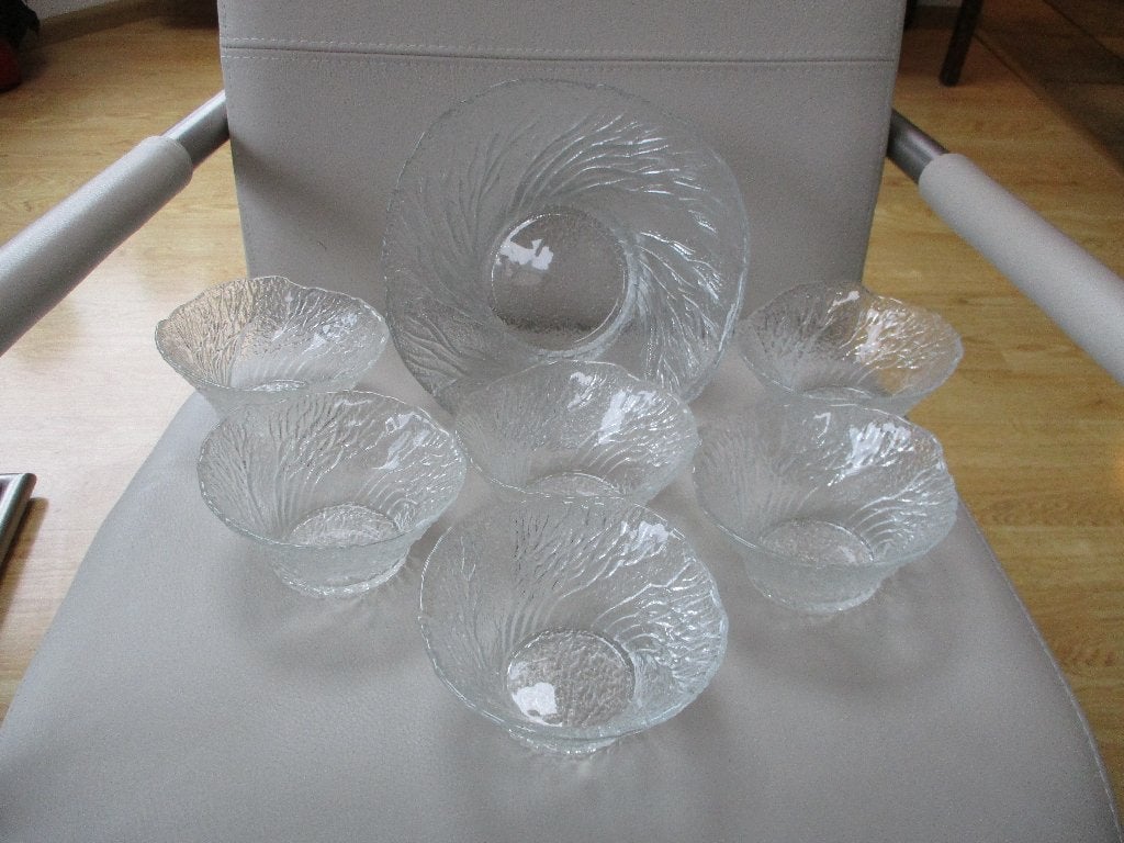 Finland - Wirkkala - dessertset - glas - design, Ophalen of Verzenden, Zo goed als nieuw, Overige merken, Glas
