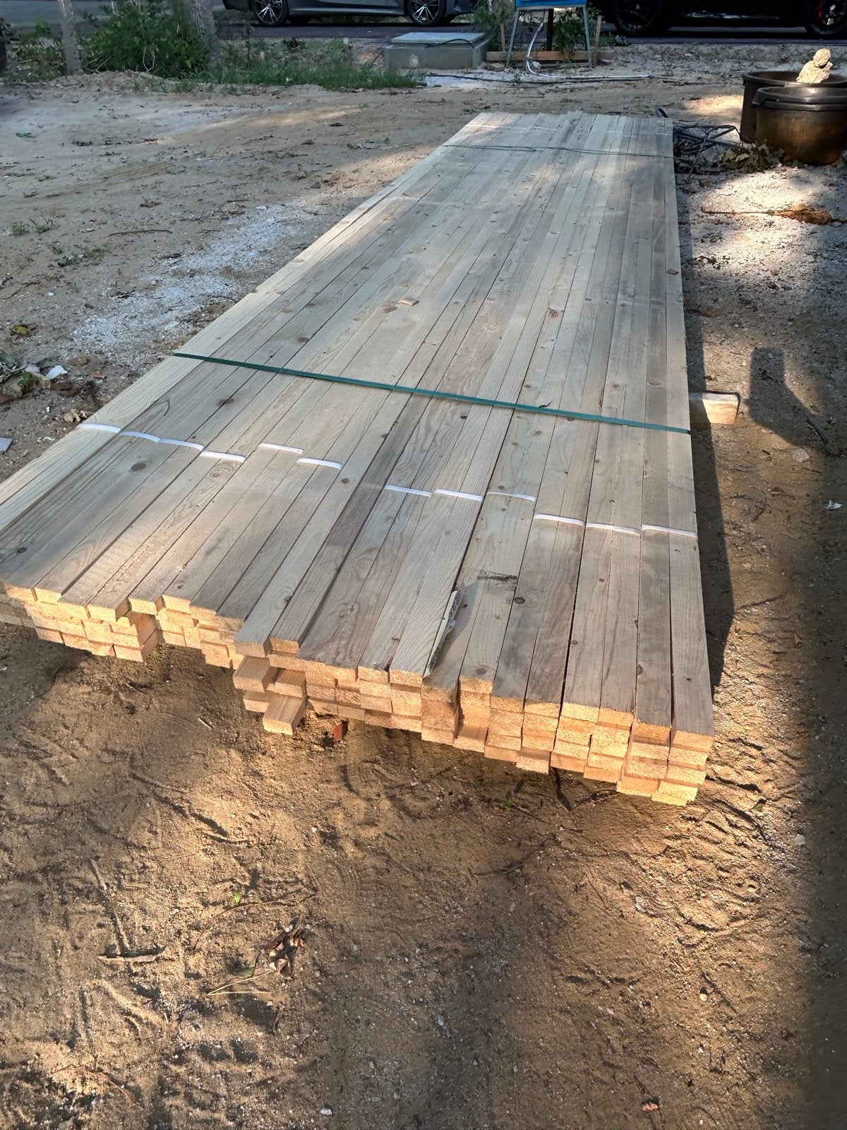 130 x vuren latten/raggel 22x42 mm, L 420 cm + gipsplaat 450, Doe-het-zelf en Verbouw, Hout en Planken, Nieuw, Overige typen, Vuren