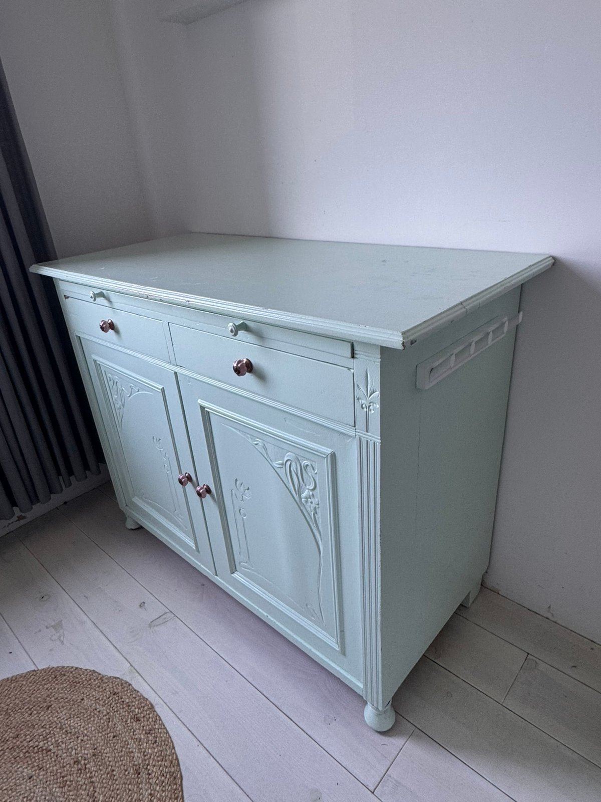 Mint griene commode/ kast, Ophalen, Gebruikt, 100 tot 150 cm, Vintage
