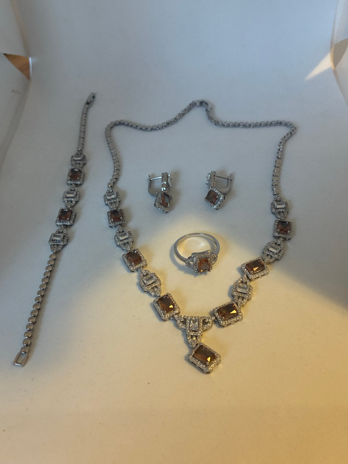 Zilver 925 Sieradenset met Zultaniet (kleurveranderend), Sieraden, Tassen en Uiterlijk, Kettingen, Zilver en edelstenen, Nieuw