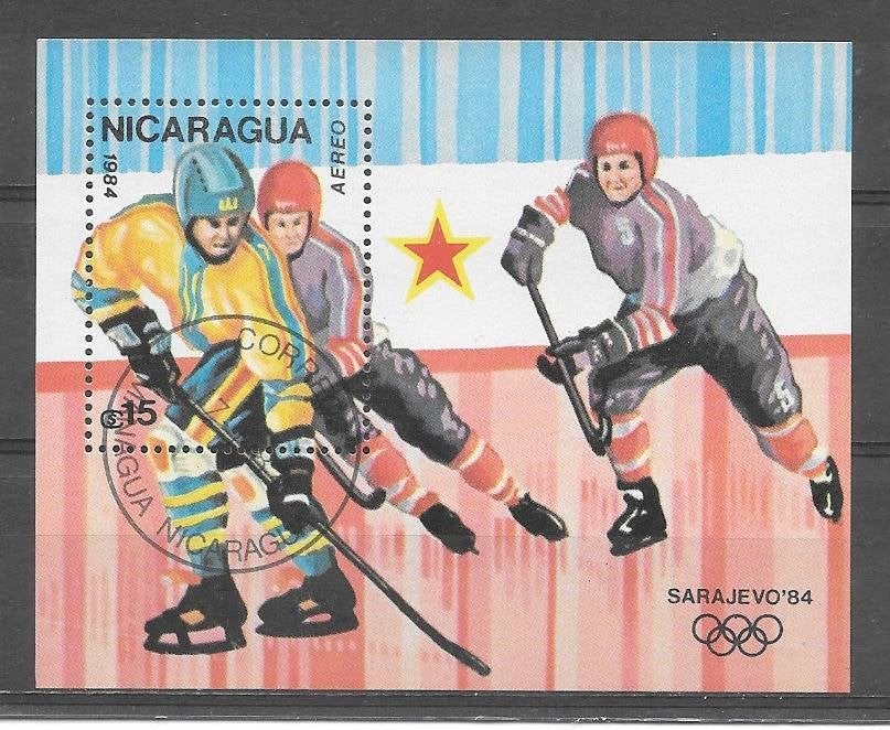 Nicaragua 1984  Olympische Winterspelen, Verzenden, Gestempeld, Midden-Amerika