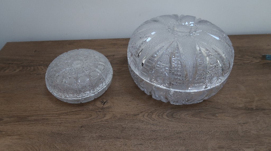 echte kristallen grote (koek) schaal en bonbon schaaltje, Antiek en Kunst, Ophalen of Verzenden