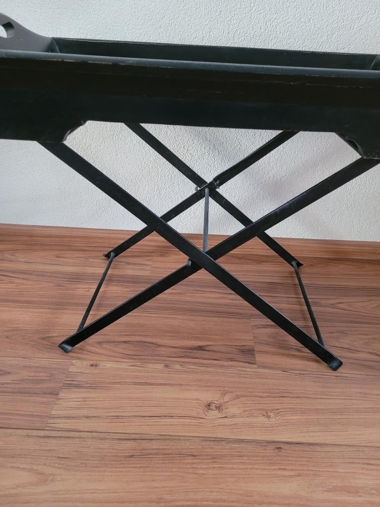 Butlertray in 2 delen - Inklapbaar onderstel, Vintage, Zwart, Ophalen of Verzenden, Zo goed als nieuw