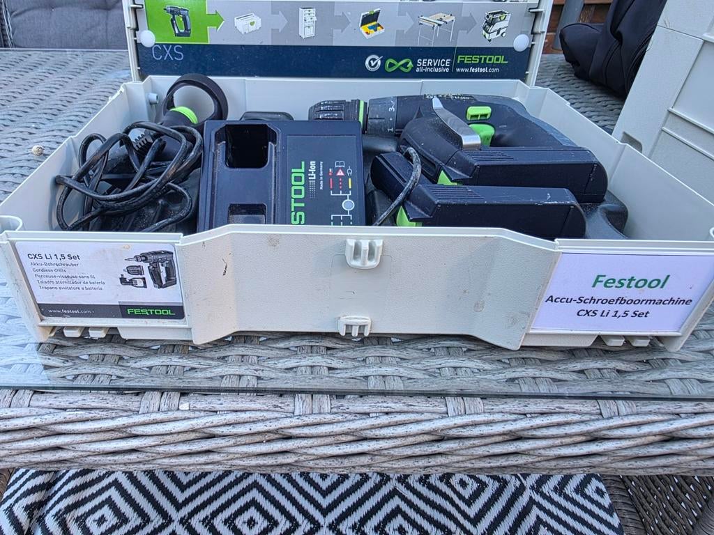 Festool Accu-Schroefboormachine CXS Li 1,5 Set, Doe-het-zelf en Verbouw, Ophalen, Gebruikt, Variabele snelheid, Boor- en Schroefmachine
