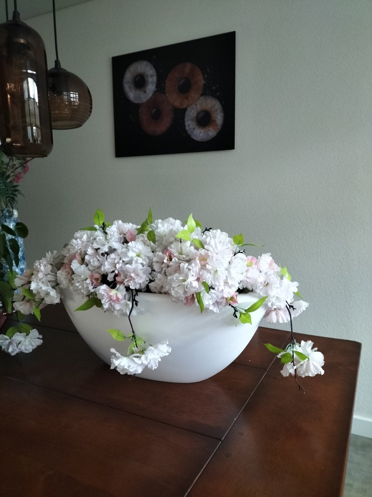 Prachtige bloempot met kunstbloemen., Ophalen of Verzenden, Zo goed als nieuw