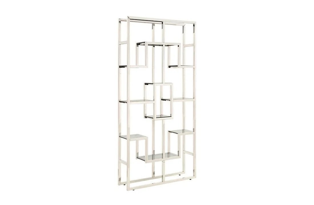 Moderne metalen wandmeubel/wandkast met glazen planken, Ophalen, Met plank(en), 200 cm of meer, Zo goed als nieuw