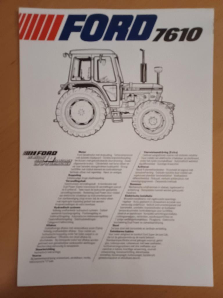 Folder Ford 7610 tractor Nederlandstalig, Verzenden, Gelezen, Tractor en Landbouw
