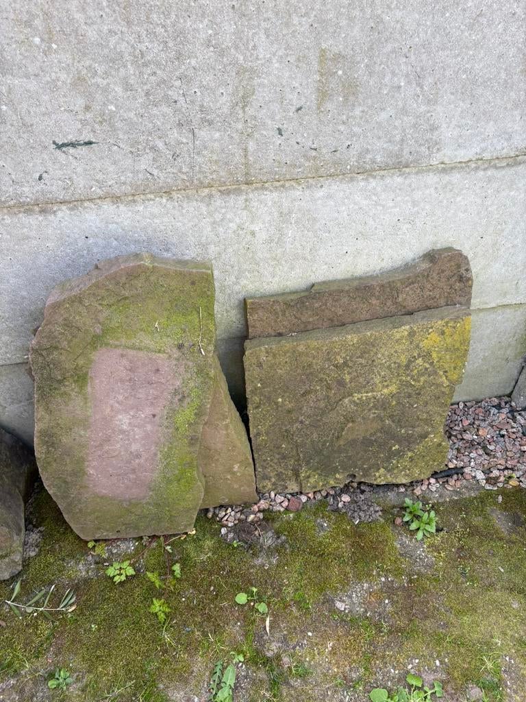 Oude natuurstenen tegels flagstones 6 stuks tuin stapstenen, Ophalen, Gebruikt, Natuursteen, Overige typen