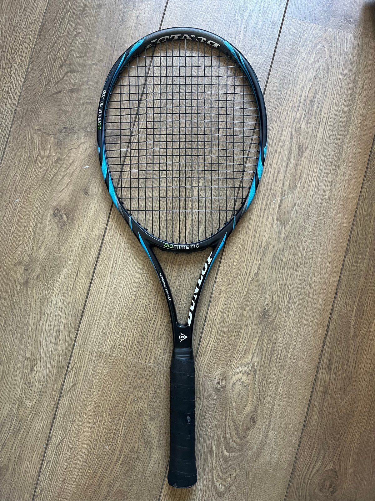 Dunlop Biomimetic HM6 carbon Tennisracket | blauw zwart, Ophalen of Verzenden, Zo goed als nieuw, Racket, L3