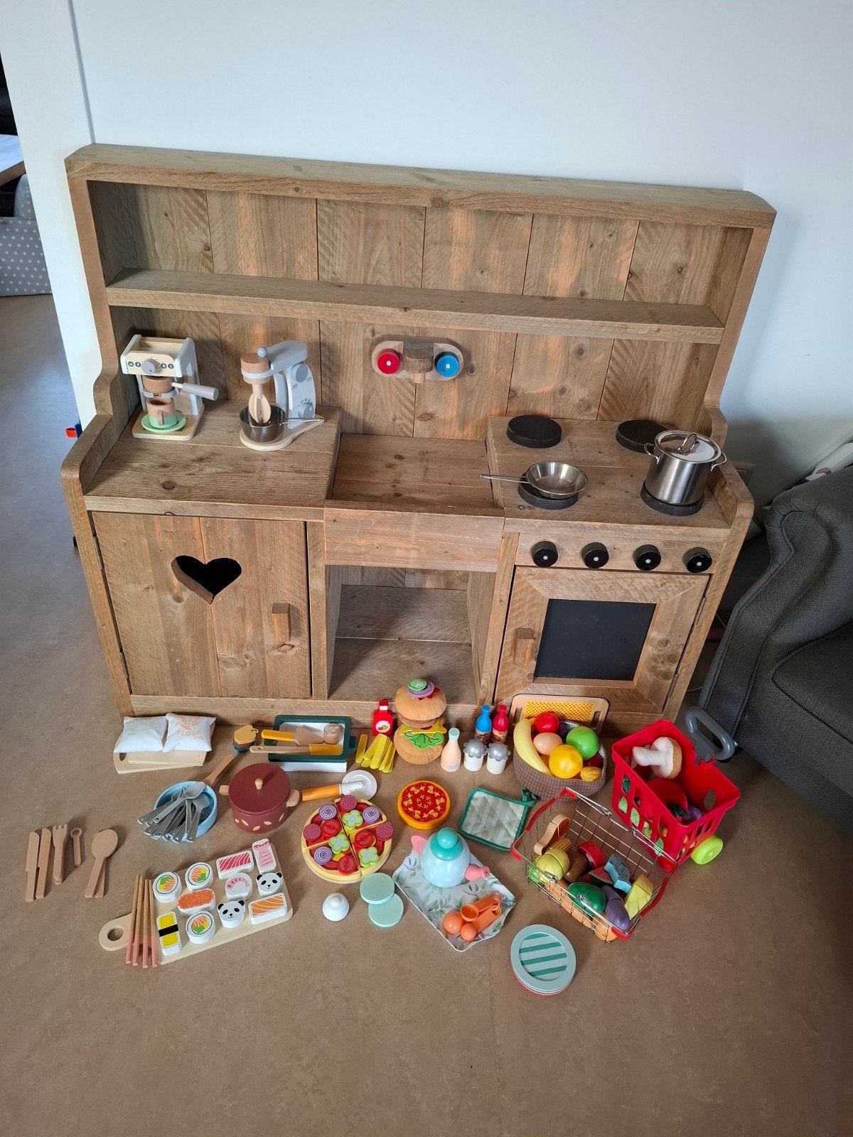 kinderkeukentje steigerhout incl. keukenspulletjes, Kinderen en Baby's, Ophalen, Gebruikt, Hout, Speelkeuken